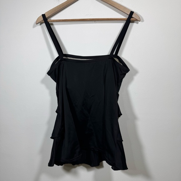 Swim by Cacique Swimwear Black Tiered Tankini Swim Top Size 16 Beachy - Picture 4 of 6